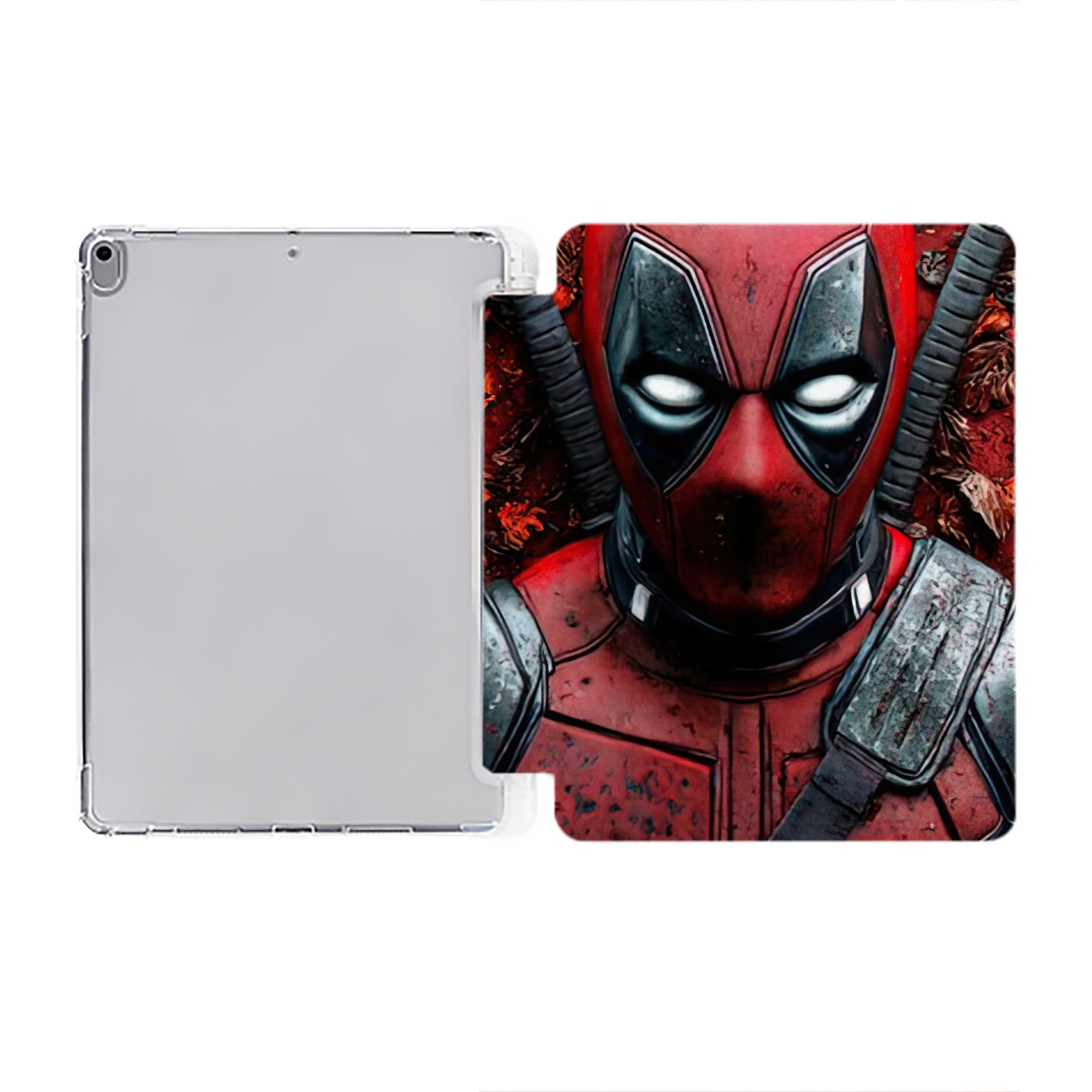 （画像用） Deadpool デッドプール IPad ケース ペン収納付き 三つ折りスタンド PUレザー×シリコン 対応機種9.5/10.5/10.9インチ